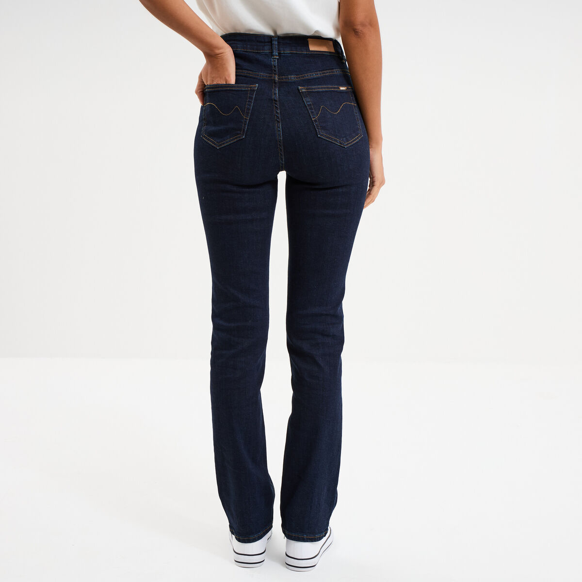 Jeans regular 5 poches coton denim brut femme