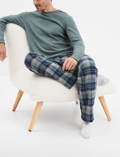 Ensemble pyjama manches longues 2 pièces vert homme