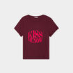 T-shirt manches courtes coton bordeaux femme