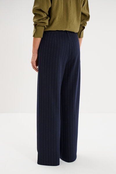 Pantalon large taille haute milano bleu marine femme