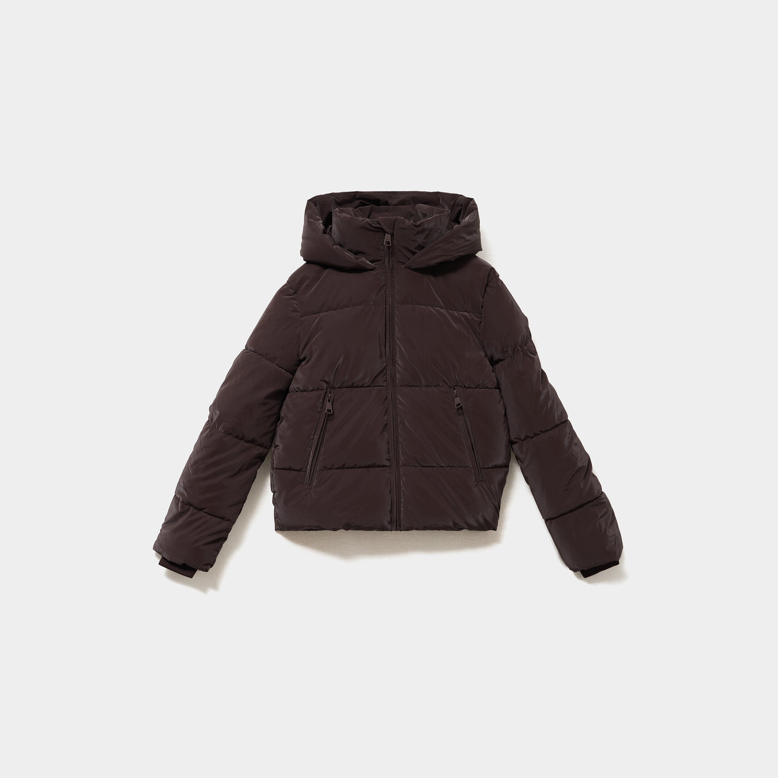 Doudoune courte imperméable à capuche marron foncé femme LIBERTO