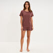 Ensemble pyjama short t-shirt coton marron chocolat femme