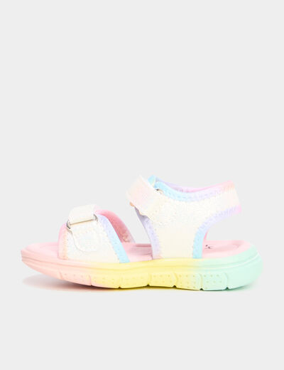 Sandales paillettes à scratchs multicolore bébé fille