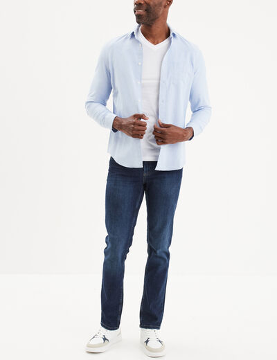 Chemise coton manches longues Creeks bleu ciel homme