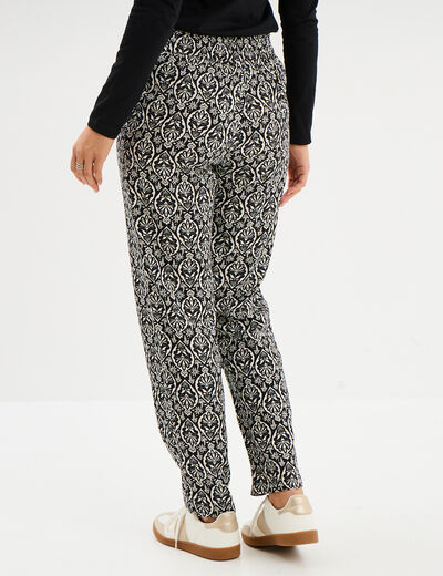 Pantalon fluide ceinture élastiquée noir femme
