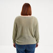 Pull manches longues col rond vert kaki femme grande taille