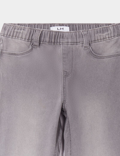 Jegging stretch élastiqué en molleton denim gris fille