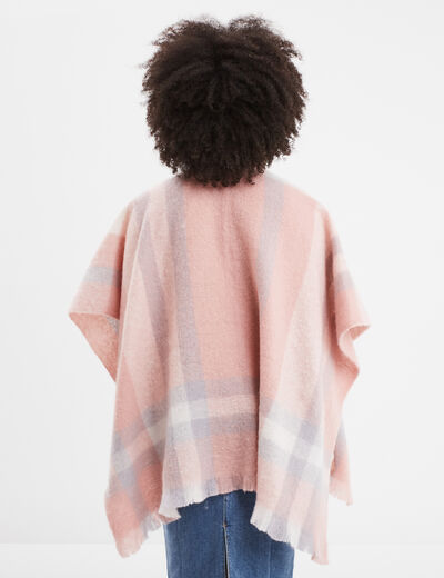 Poncho avec franges rose femme