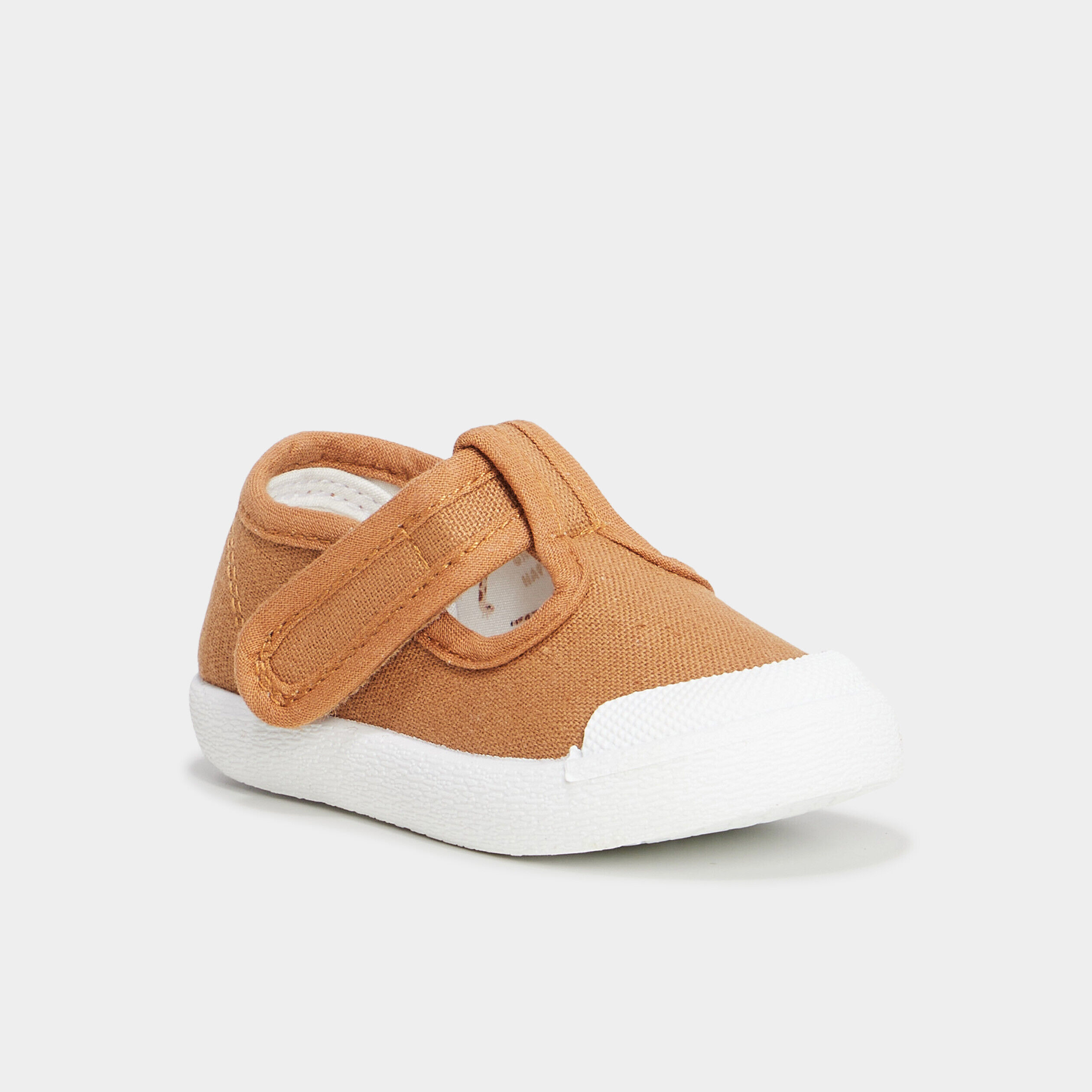 Chaussures salomé en toile à scratchs marron bébé garçon LH