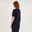 T-shirt col rond manches courtes print bleu fonc&eacute; femme