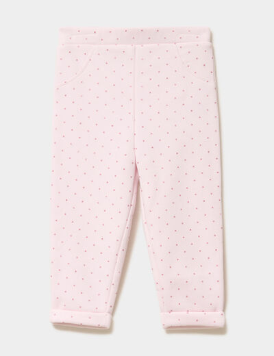 Legging molletonn&eacute; rose clair b&eacute;b&eacute; fille