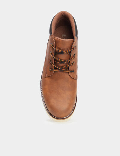 Boots à lacets effet similicuir marron homme
