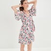 Robe courte portefeuille ecru femme