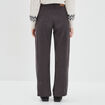 Pantalon velours taille haute large gris foncé femme