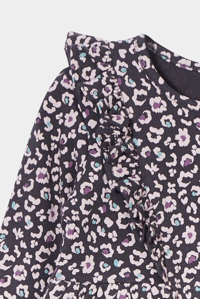 Ensemble robe et legging coton gris foncé bébé fille