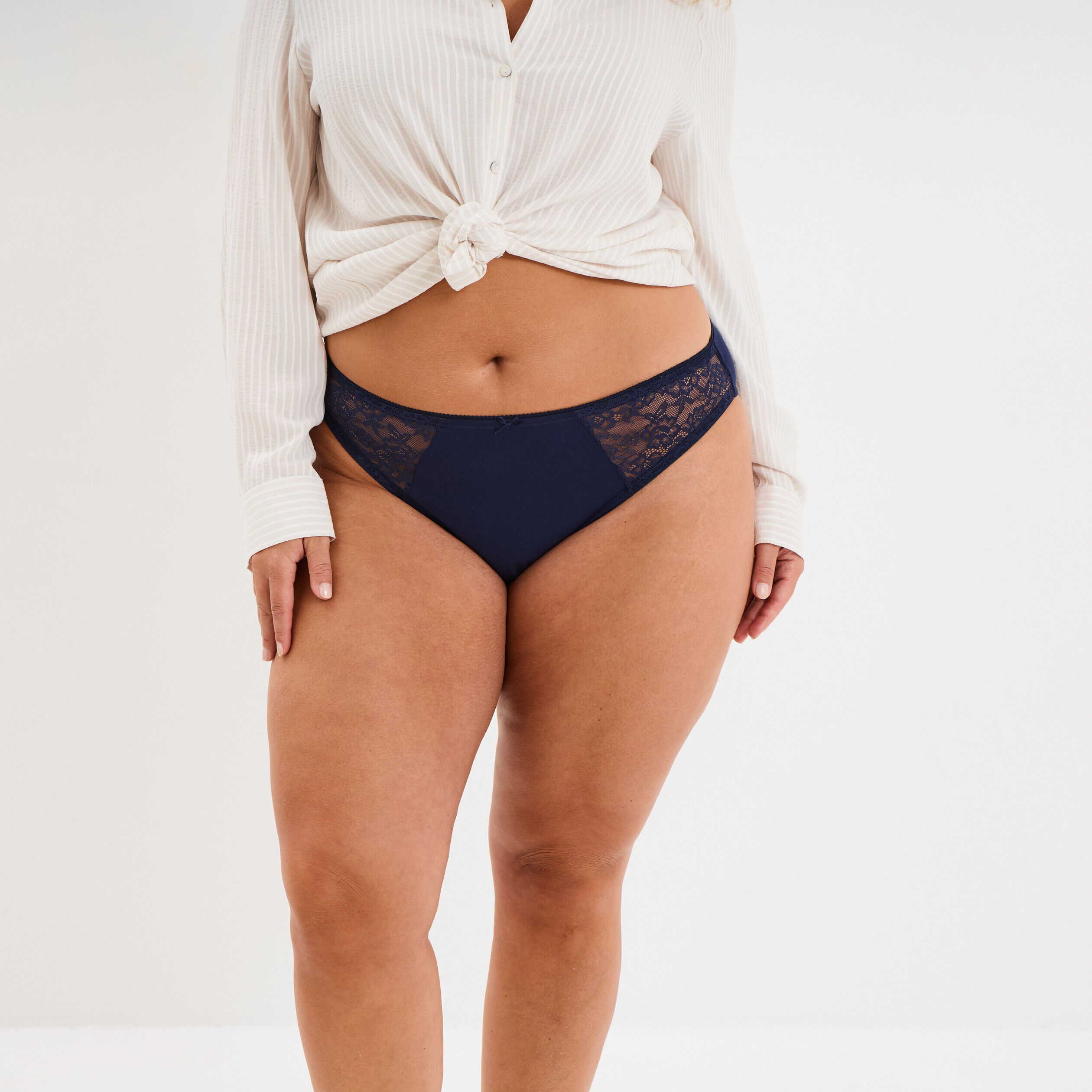 Culotte coton majoritaire bleu marine femme grande taille MODAVISTA