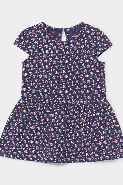 Robe évasée à manches courtes bleu marine bébé fille