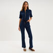 Combinaison pantalon en jean zipp&eacute;e denim brut femme
