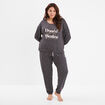 Ensemble pyjama manches longues 2 pièces gris foncé femme grande taille