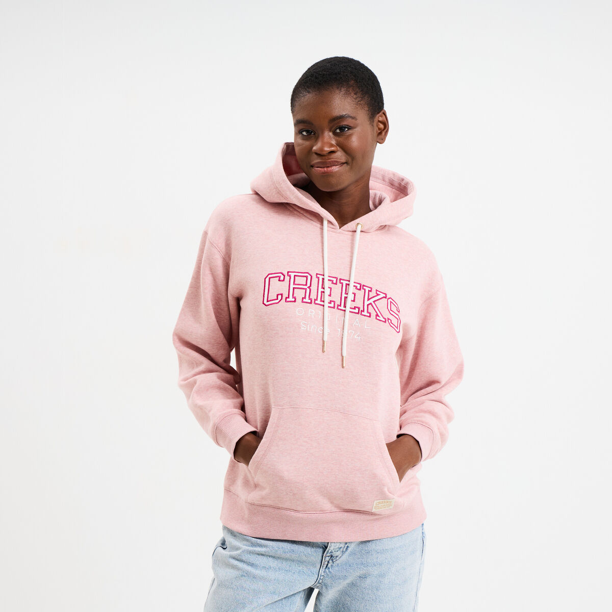 Sweat &agrave; capuche hoodie ecru femme