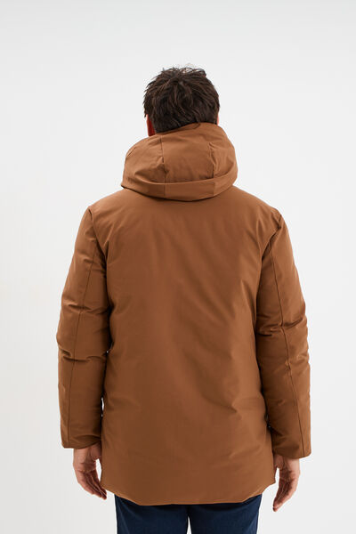 Parka mi-longue &agrave; capuche marron homme