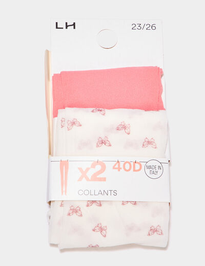 Lot 2 collants 40D orange corail fille