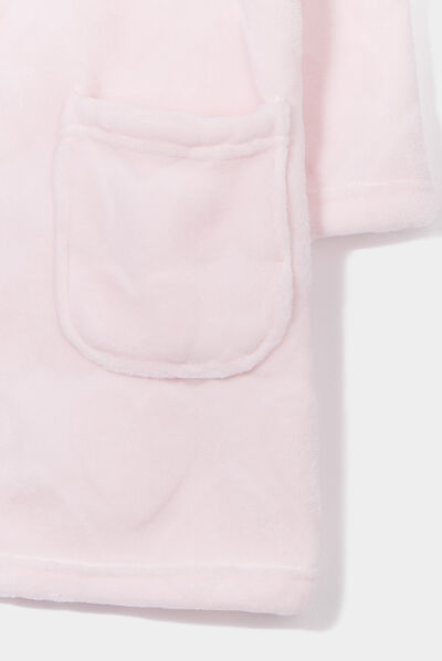 Peignoir pilou zippé à capuche rose clair fille