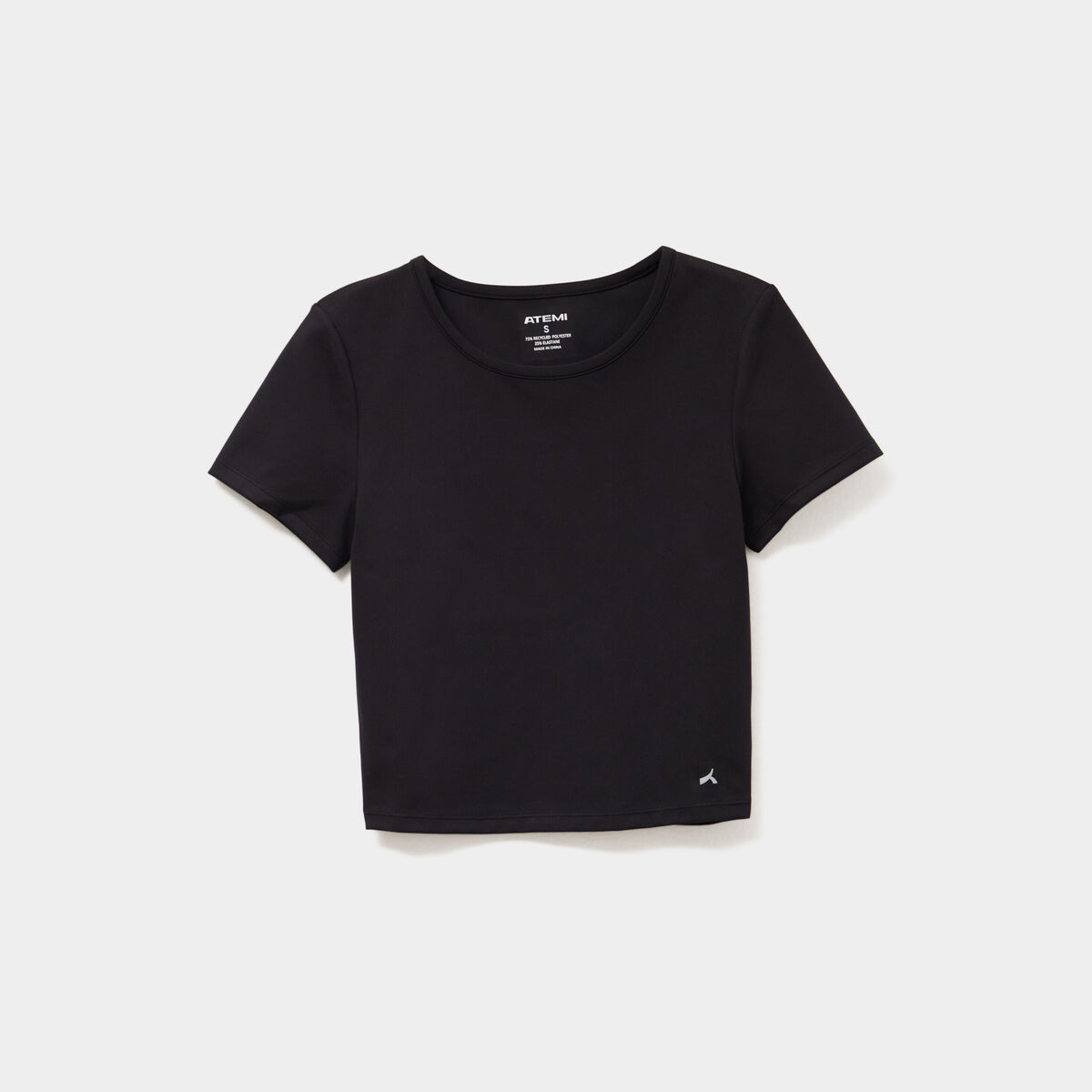 T-shirt de sport court ajust&eacute; noir femme