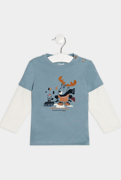 T-shirt manches longues Creeks bleu turquoise bébé garçon