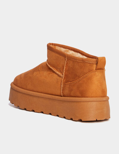 Bottines compensées fourrées Creeks marron femme
