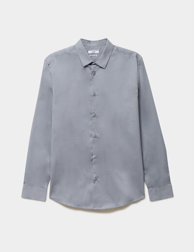 Chemise stretch manches longues bleu gris homme