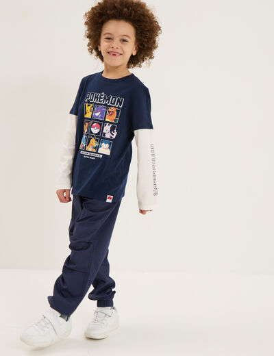 T-shirt manches longues coton Pokémon bleu marine garçon