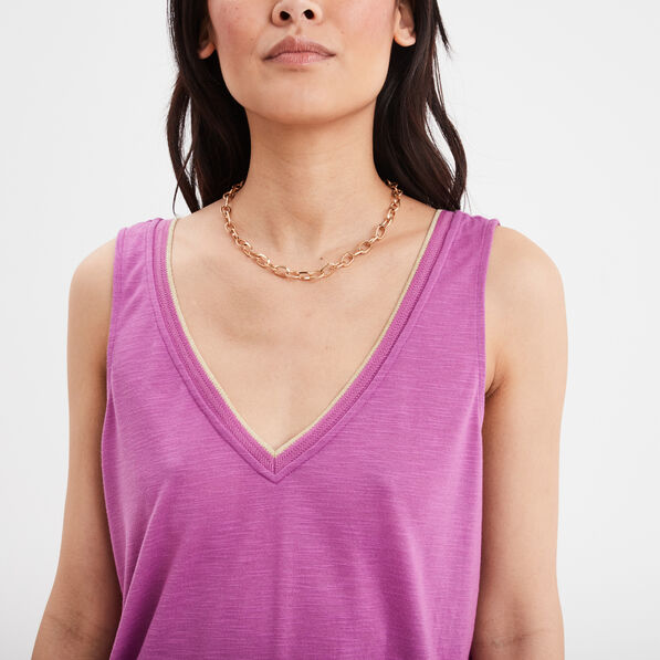 Débardeur col en V bretelles larges violet femme