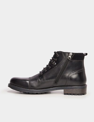 Bottines en cuir noir homme