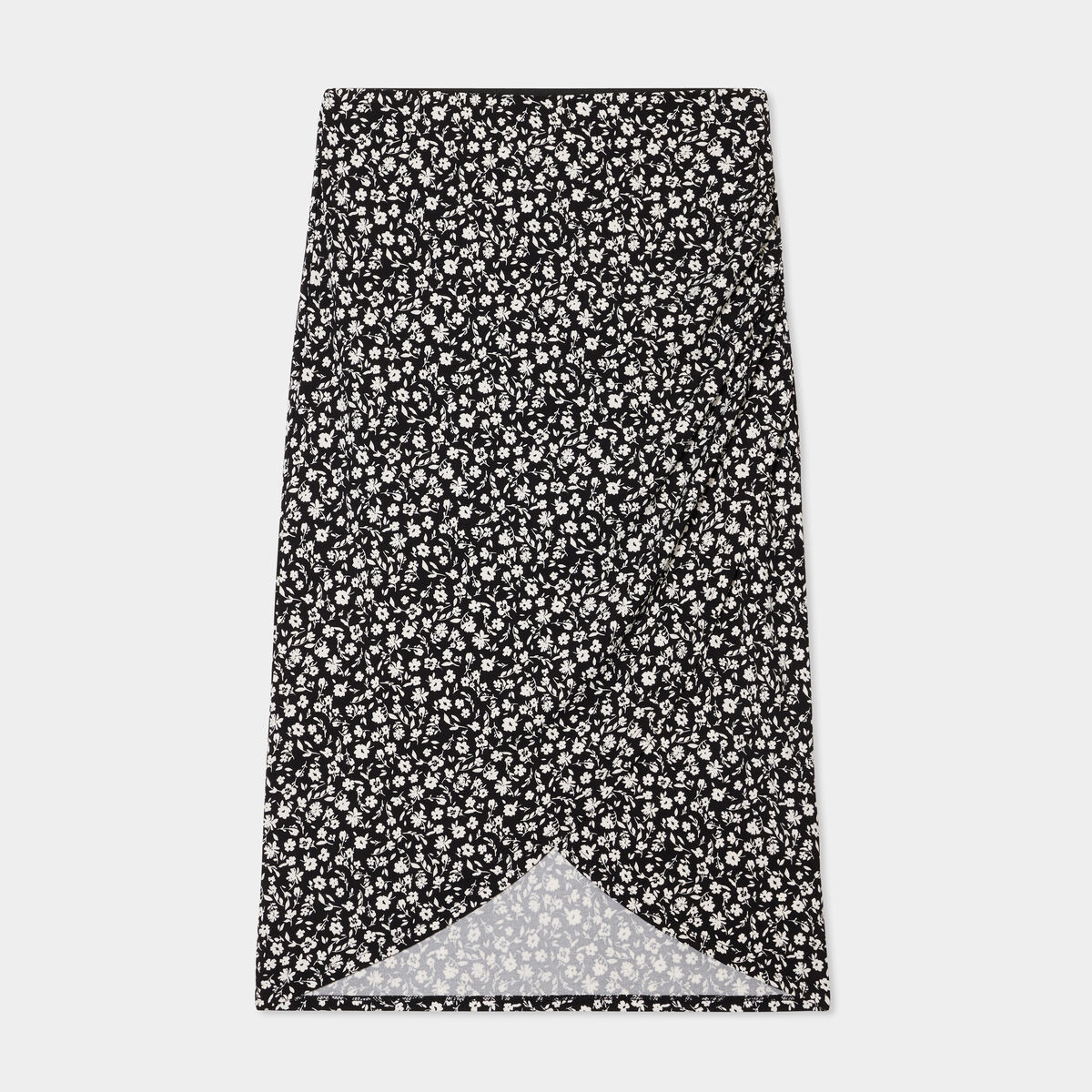 Jupe midi portefeuille noir femme