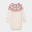Robe pull droite manches longues No&euml;l ecru fille