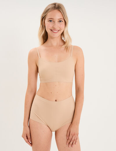 Soutien-gorge brassi&egrave;re bandeau padd&eacute; beige femme