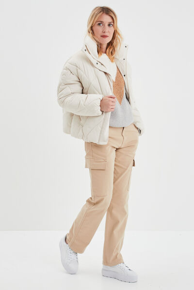 Pantalon cargo droit sable femme