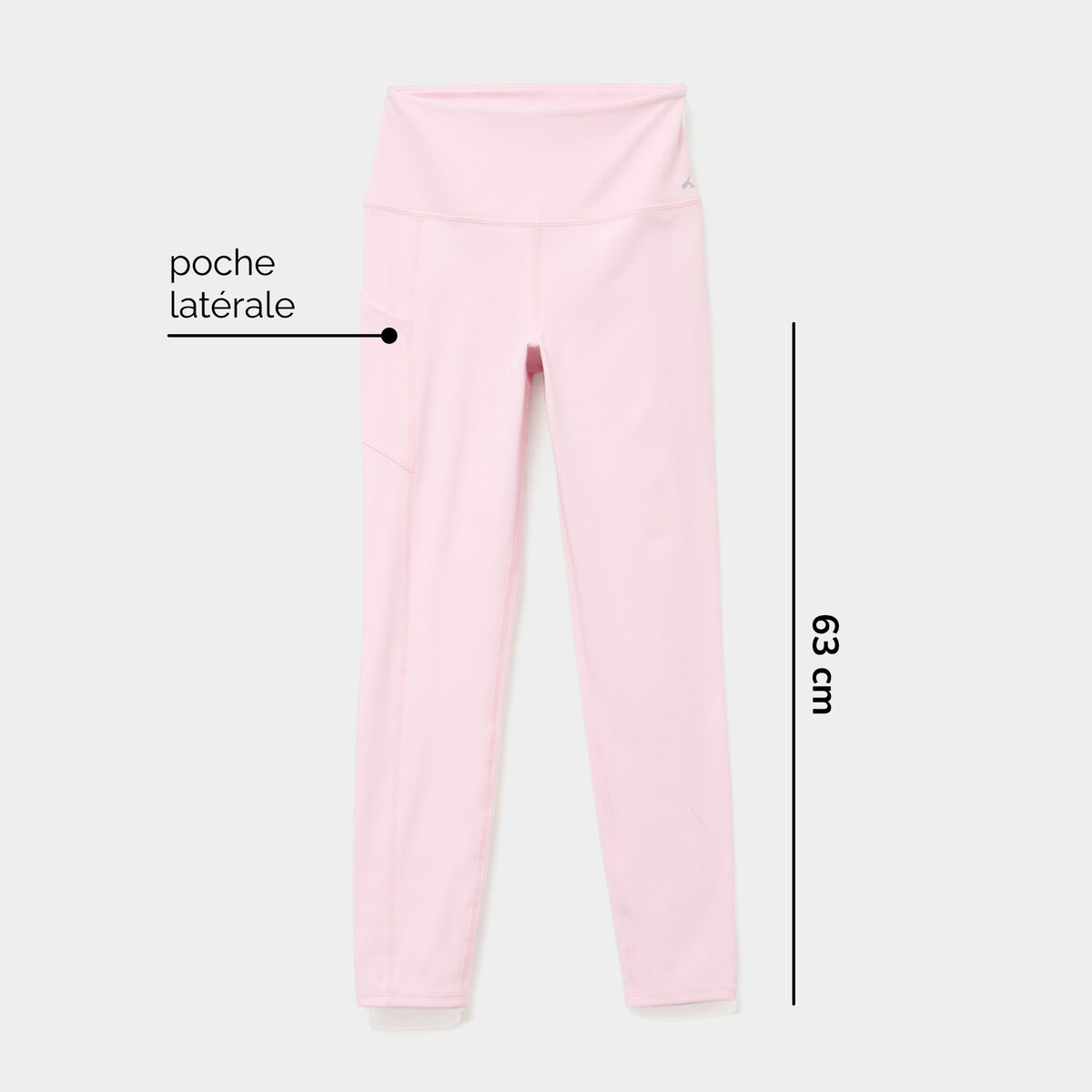 Legging de sport taille haute rose clair femme