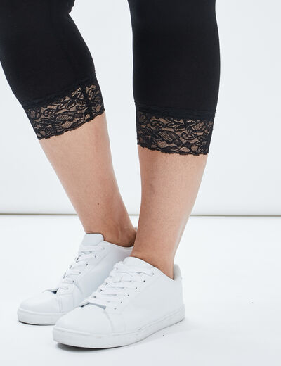 Legging 7/8ème empiècements dentelles noir femme grande taille
