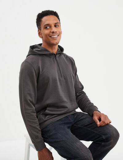Sweat à capuche hoodie zippé vert kaki homme