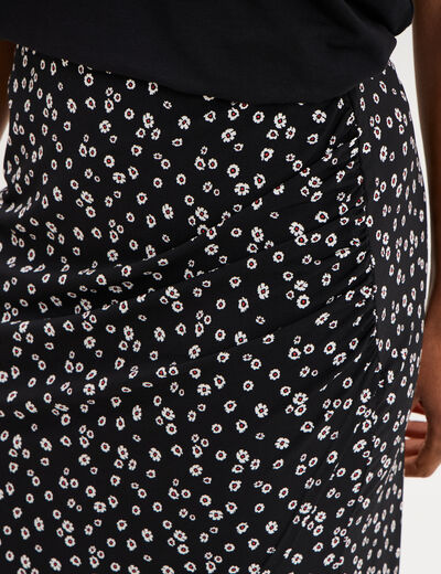 Jupe longue portefeuille stretch noir femme