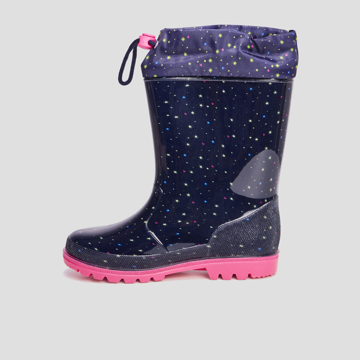 Bottes de pluie avec coulisse bleu marine fille
