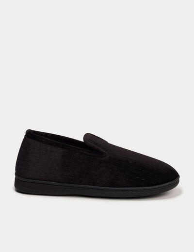 Pantoufles effet velours noir femme