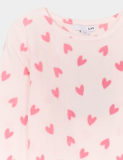 Ensemble pyjama 2 pièces micro polaire rose poudrée fille