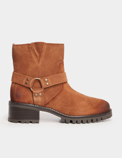 Bottines crantées en cuir Creeks marron femme