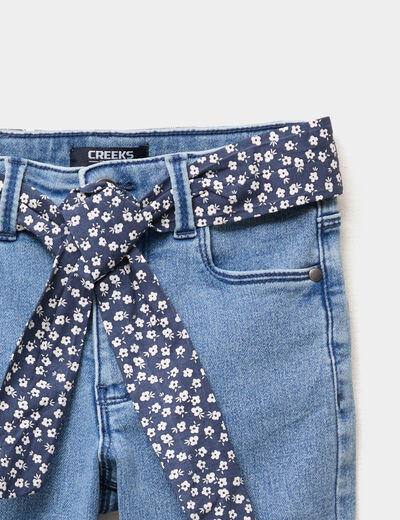 Jean skinny ceinture foulard denim stone fille
