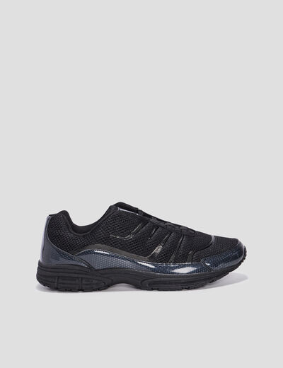 Baskets plates running élastiquées noir homme