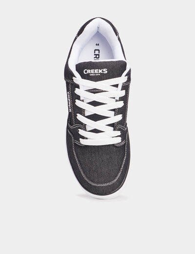 Tennis basses en toile à lacets noir homme
