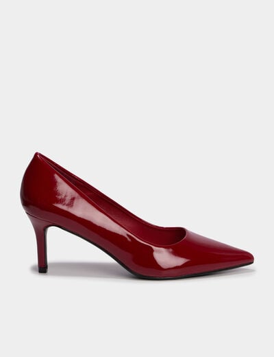 Escarpins vernis &agrave; talons aiguilles rouge fonc&eacute; femme